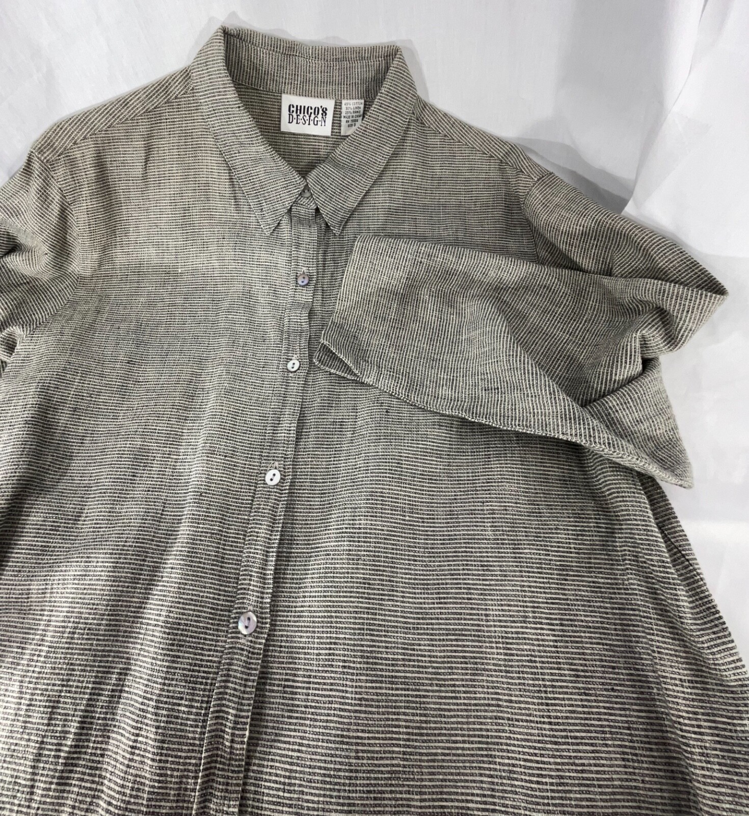 Chicos Design Button Down Collared Top white blac… - image 13