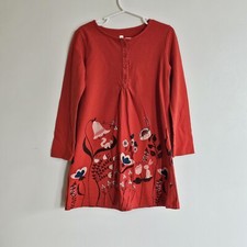 Tea Collection Floral Woodland Creatures Cotton Henley Dress, Size 5