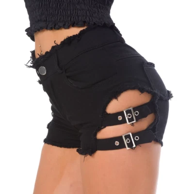 Femmes Mini Short Jeans Chaud Pantalon Taille Haute Déchiré Délavé Découpe Sexy - Photo 1/4