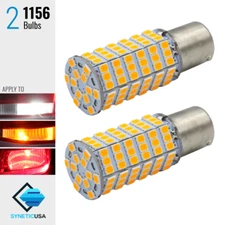 Syneticusa:2x 1156 Blinker Turn Signal 3000K Amber Yellow Light Bulbs 120-LED 
