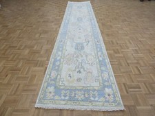 3 x 15 Runner Hand Knotted Gray Modern Oushak Oriental Rug G12670