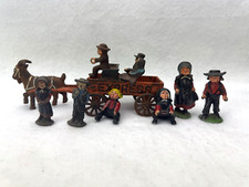 Vintage Cast Iron Express Cart Wagon with Goat 8 People Figurines