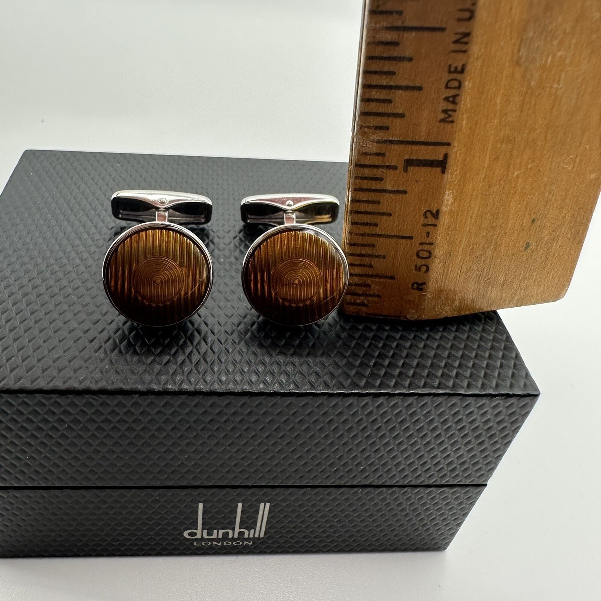 Dunhill Men's Cufflinks 925 Silver Car Headlamps Round Dunhill Men's Cufflinks 925 Silver Car Headlamps Round