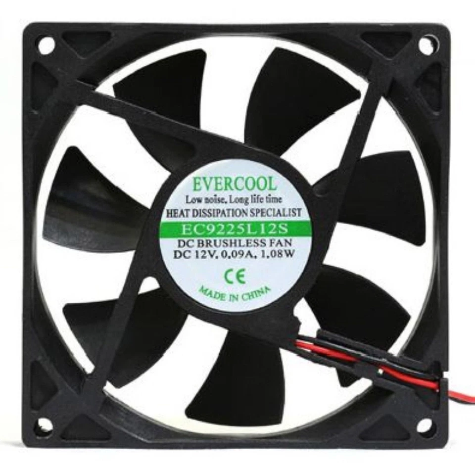 EVERCOOL PC Computer Case System Cooling Fan Cooler 92mm 2Pin 92x92x25mm 9.2cm - Image 3 of 4