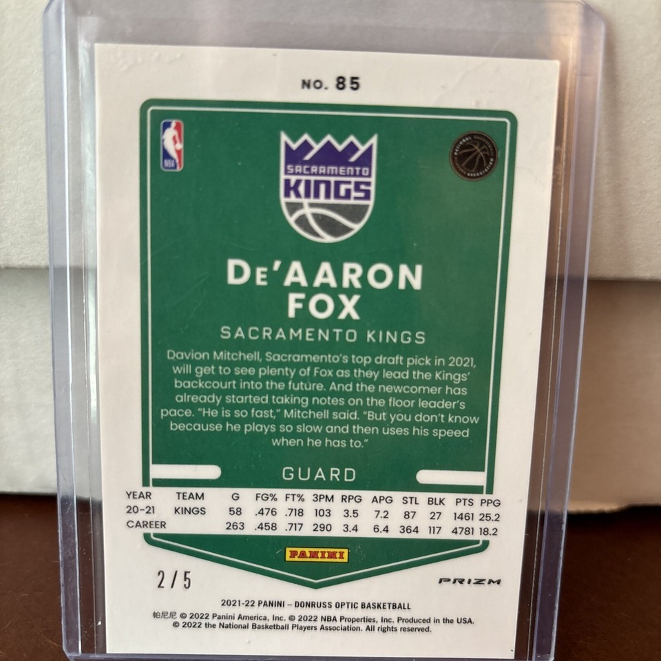 2021/22 Optic De’Aaron Fox 2/5 Green!!!!! eBay
