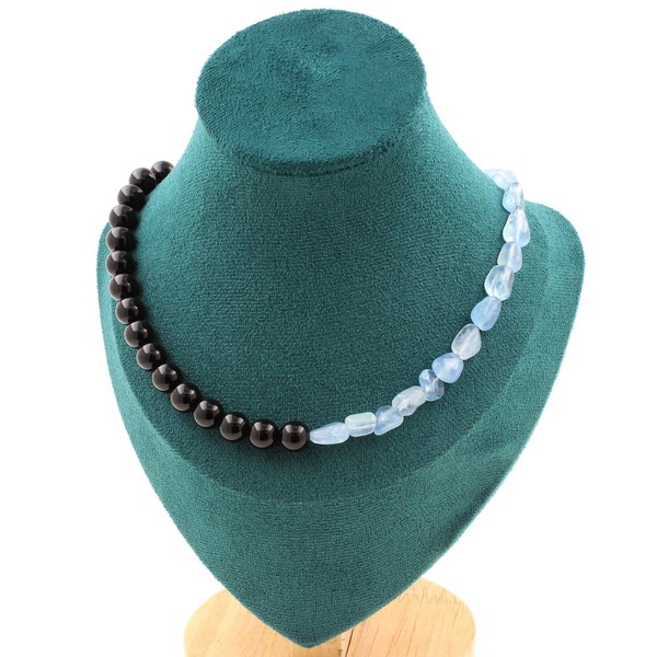Mineralien Und Edelsteine. Collier Perlen Aigue-Marine Aus Brasilien + Achat N-image