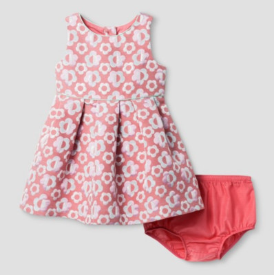 Cat & Jack Baby Girl Pink Floral Dress & Panty 12M Special Occasion Party Easter