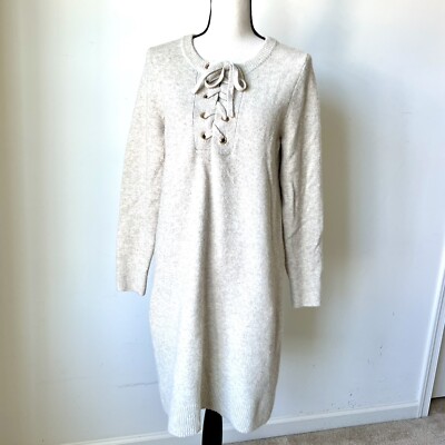 ANN TAYLOR Wool Blend Lace Up Long Sleeve Shift Sweater DressSZ. Large | eBay ANN TAYLOR Wool Blend Lace Up Long Sleeve Shift Sweater DressSZ. Large | eBay
