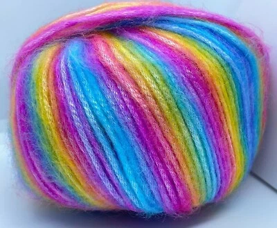 ICE YARNS Picasso Rainbow #64626 Ice 50g 125y Fuzzy Shiny Yarn Pink Blue Purple Yellow +