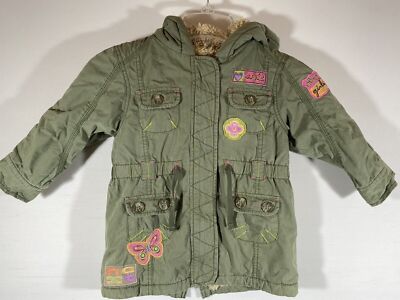 I Love Next Girls Fleece Lined Jacket Size 3-4 Years Green Spring Outerwear