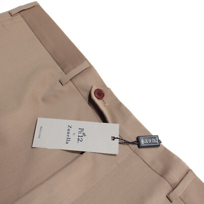 Zanella NWT Dress Pants Size 38 US Pn12 In Solid Beige Wool Blend