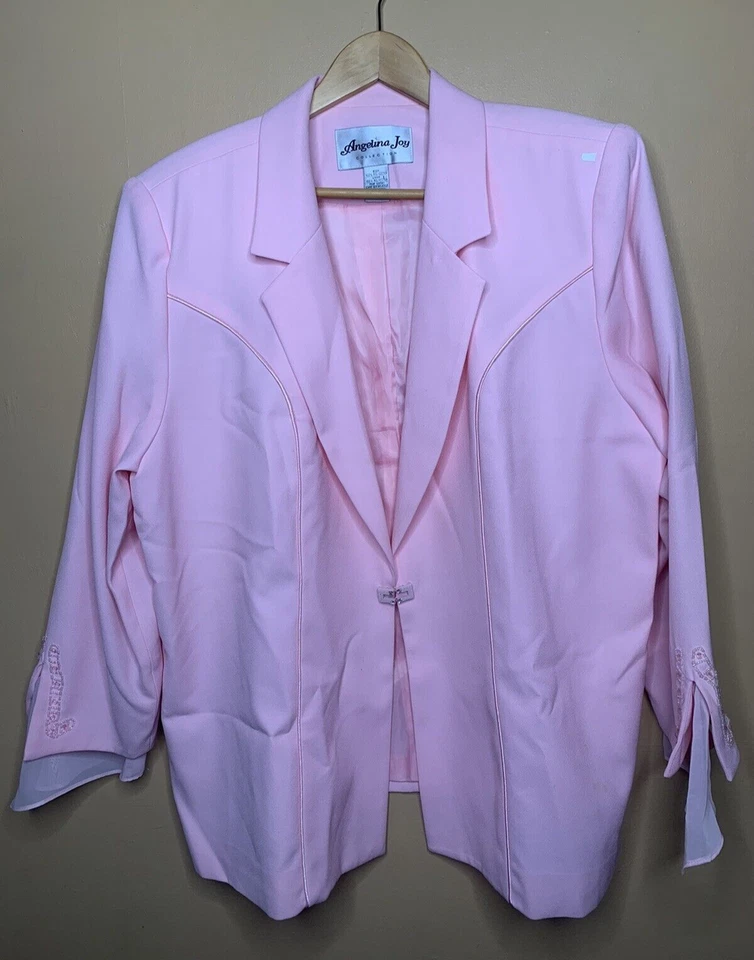 Chaqueta Blazer Angelina Joy Para Mujer Talla 26W Pecho Único Rosa Manga Larga Foto 3 de 4
