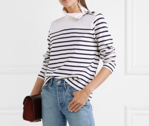 J.Crew Womens Striped Button-Shoulder 