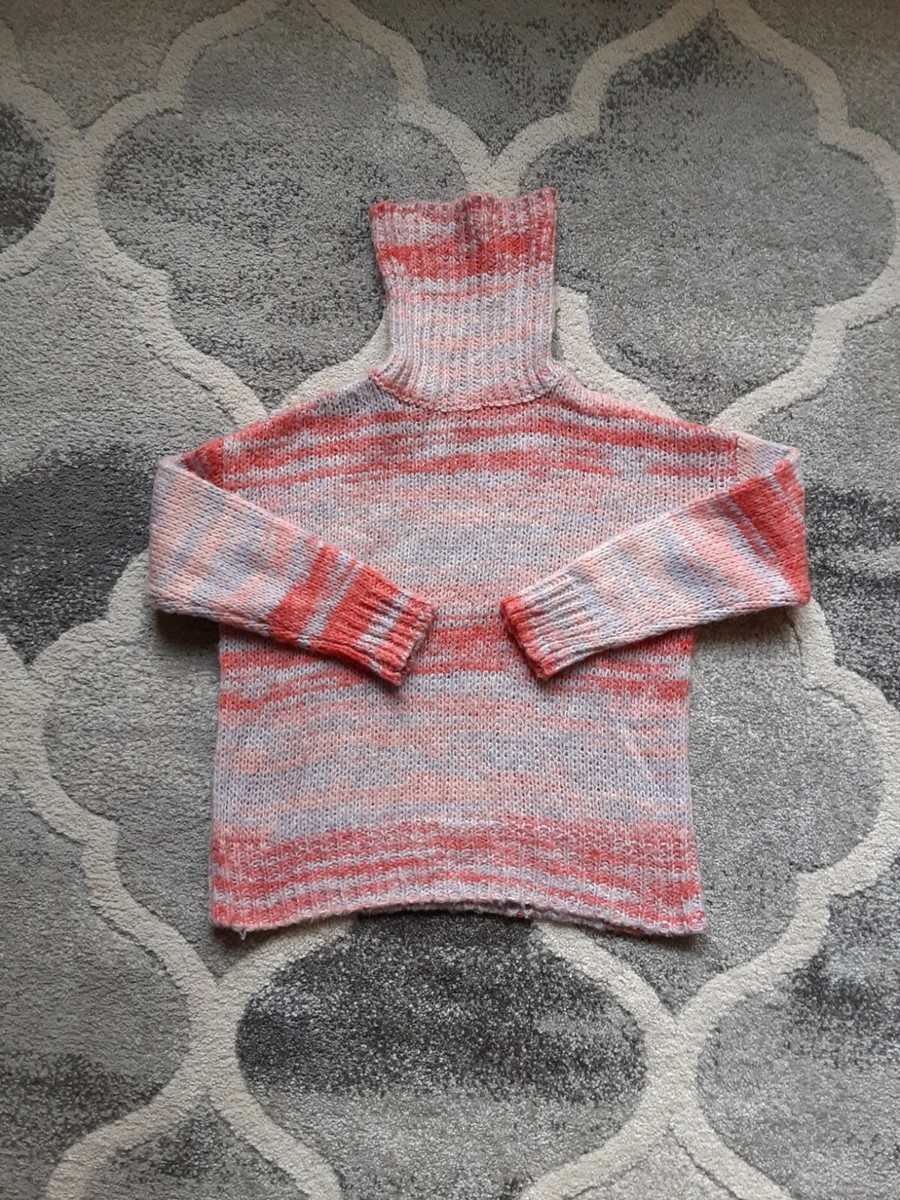 Forever 21 Orange Pink Tight Knit Fitted Cropped Turtle Neck