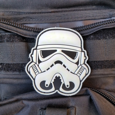 3D PVC STAR WARS STORMTROOPER MOVIE STARWARS GLOW IN DARK RUBBER HOOK LOOP PATCH