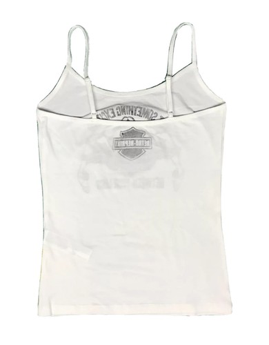 Medium Vintage Classic Style Harley Davidson Print Exciting White Cami Tank Top - Picture 3 of 3