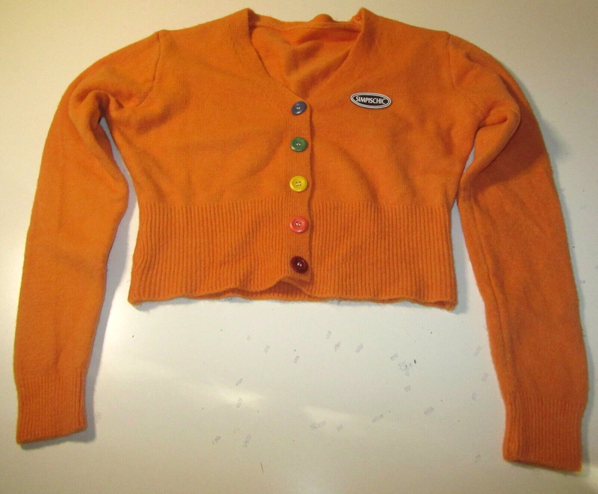 SIMPISCHIC WOMEN'S BUTTON UP LONG SLEEVE CARDIGAN ORANGE LARGE NEW