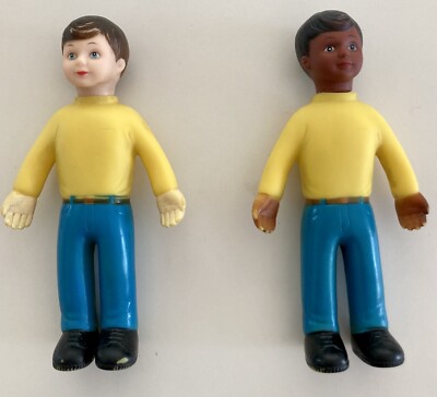 Vintage 2 pc Man Dad Marvel Education Family Members 1970 s RUBBER Figures Dolls