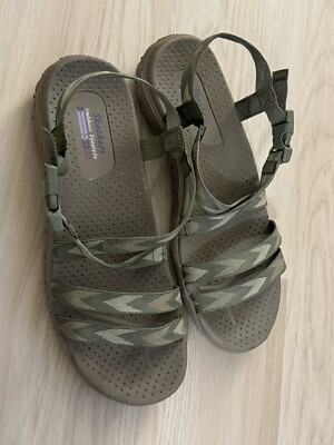 Skechers OUTDOOR LIFESTYLE Beach Beauty Strappy Sandals Olive Green 11  EUC