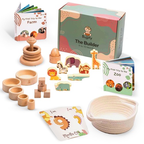 Montessori Toy Set 910 Months Baby Toys Wooden Stacking Cups, Ring