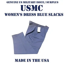 USMC SLACKS WOMEN'S 8L DRESS BLUE SHADE 2319 POLY WOOL GABARDINE UNIFORM PANTS