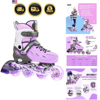 Adjustable Inline Skates for Boys Girls Ages 4-12 with Light Up Wheels, Rolle...