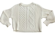 Free People Women  s Dream Cable Knit Sweater In Cream Oversized Relaxed S