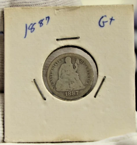 1887 US Seated Liberty Dime 10c G (Cleaned).