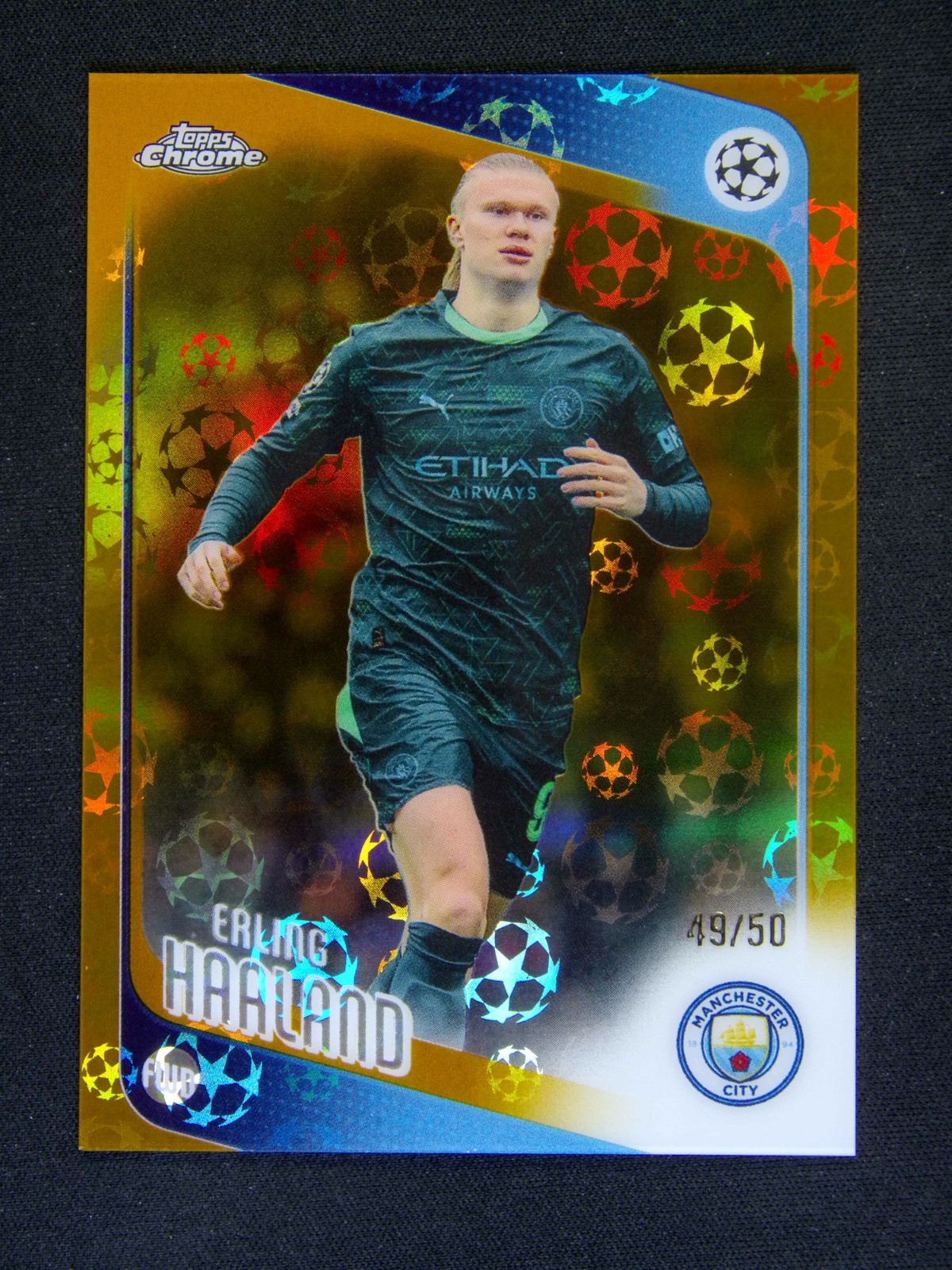 2025-26 Topps Chrome UEFA Erling Haaland #181 Gold Starball /50 view 1