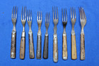 Lot of 9 VTG Forks Civil War Era Primitive 8-3 Tine & 1-4 Tine Wooden Handles — photo 5