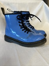 Dr. Doc Martens 1460 J Patent Leather Lace Up Boots Girls Sz 1 Blue Soft Zip