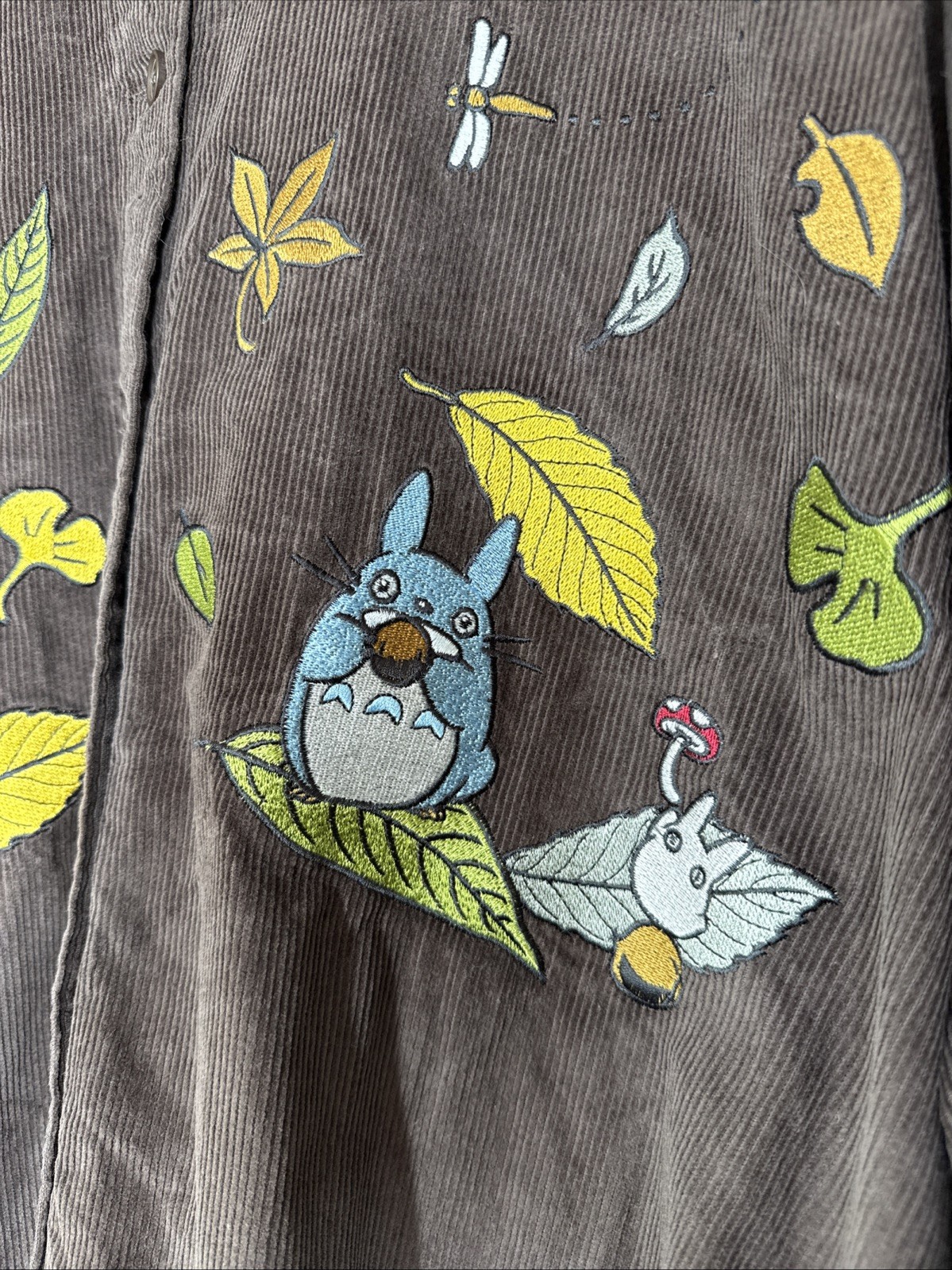 Totoro Shirt Shacket Corduroy Womens Sz 4XL Embroidered My Neighbor Her Universe image 3
