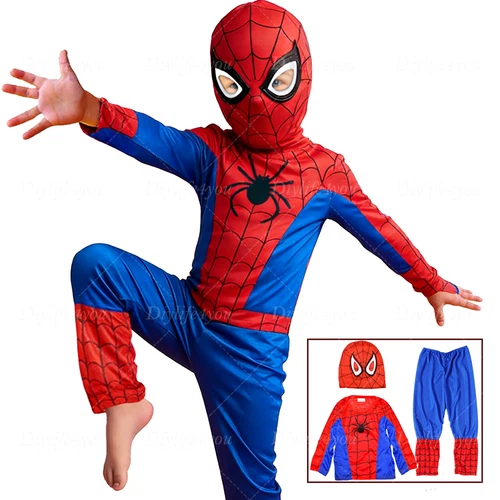 Kids SpiderMan Cosplay Costume 3-7Age Boys Tobey Maguire Outfit Jumpsuit Clothes