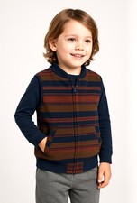 NWT Genuine Kids from OshKosh Sherpa Lined Striped Vest Blue Brown Rust Size 5T