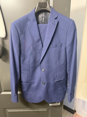 Cincuini Men's Royal Blue Two-Piece Suit Italian 48 US 38R Notch Lapel Satin Lin