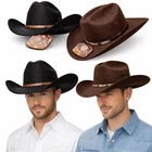 Men's Faux Felt Western Cowboy Hat Tejana Sombrero Texana Vaquero Sinaloa