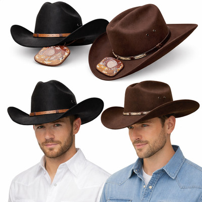Men's Faux Felt Western Cowboy Hat Tejana Sombrero Texana Vaquero Sinaloa