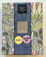WILLIAM MORRIS Artichoke Summer White Green Floral 3PC QUEEN Duvet Cover Set NWT