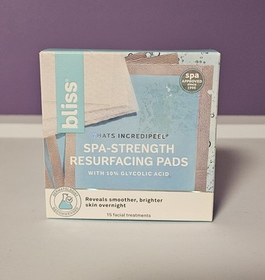 Bliss Spa-Strength Resurfacing Pads 10% Glyolic Acid GENTLE PEEL (15 Treatments)