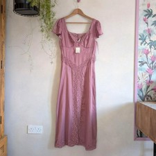 Free People Pink Skies midi dress blush lace boho romantic XS