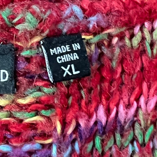 MISS UNDERSOOD Girls Tomato Red & Multi Color Knit Sweater Dress XL Cottage - Picture 5 of 7