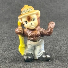 Vintage Smokey The Bear Miniature Bone China Figurine Holding Shovel Japan