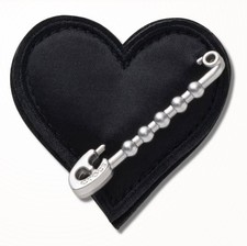 Crocs Shoe Charm Black Heart with Safety Pink New NWT