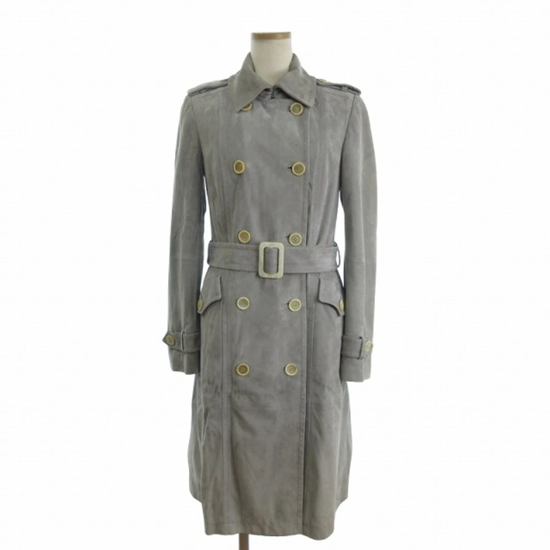 【中古】トッズ TOD'S トレンチコート ロング丈 ベルト付き ラムレザー スエード 無地 グレー 40 レディース Tod's Coats, Jackets & Vests for Women for sale | eBay