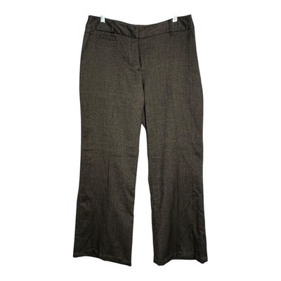 Madison Womens Black White Micro Herringbone Dress Pants Straight Leg Size 12