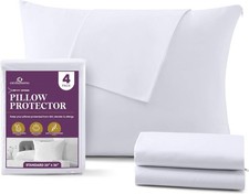 Pillow Protectors 4 Pack Standard Zippered 100 Cotton Breathable Pillowcases