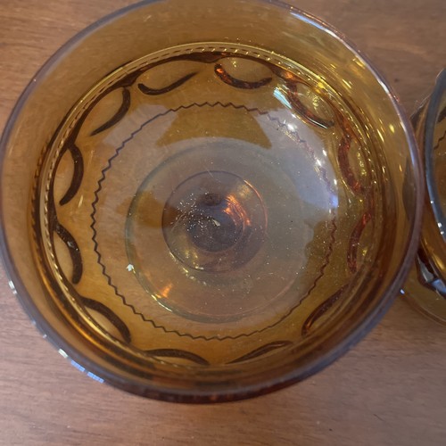 2 Stück Vintage 50er Jahre Indiana Glas Kings Crown Bernstein Sherbert Tassen Gläser MCM - Bild 3 von 4