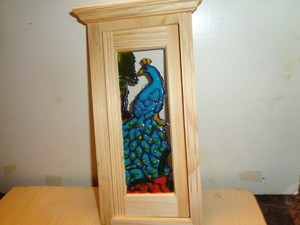 dollhouse miniature Blue Peacock 'stained glass' artisan door