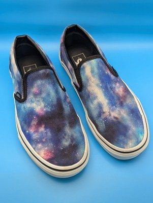 VANS Galaxy Print Canvas Slip-On Shoes Logo Accents Men's US 6.5 Women 8