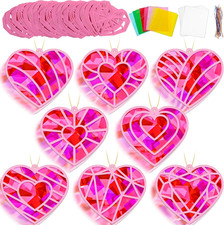 32 Sets Valentines Day Heart Suncatchers Craft Kit DIY Window Stained Glass Effe